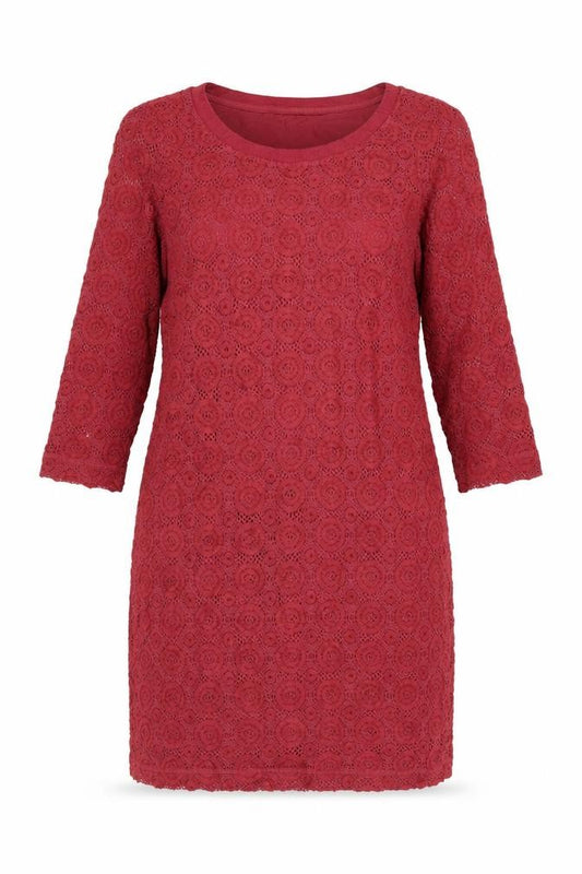 Sandwich Women’s Red Lace Shift Dress L 3/4 Sleeve Knee Length