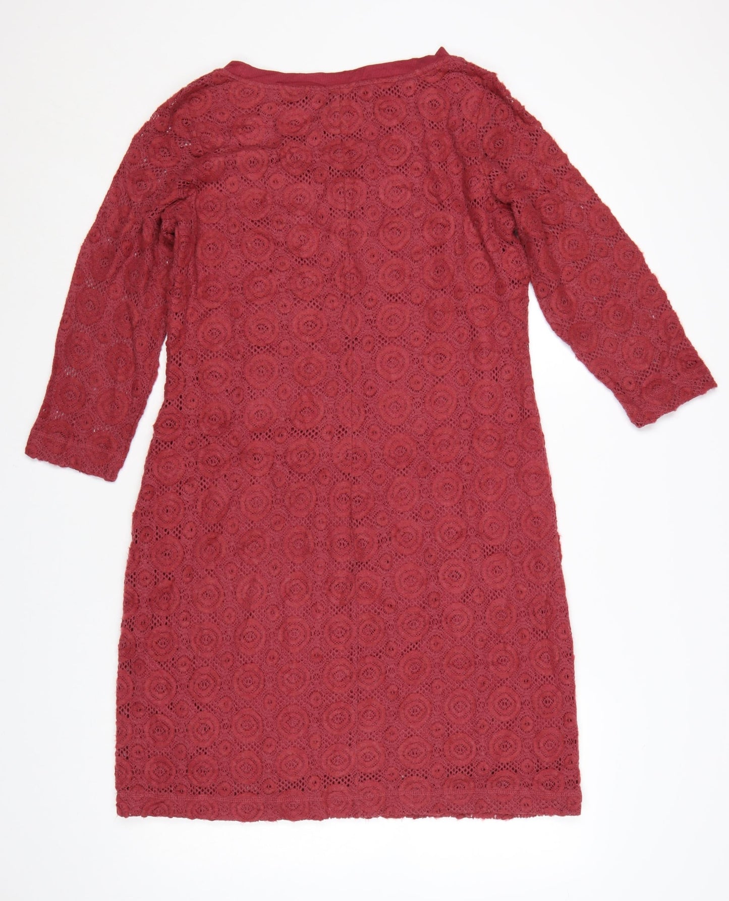 Sandwich Women’s Red Lace Shift Dress L 3/4 Sleeve Knee Length