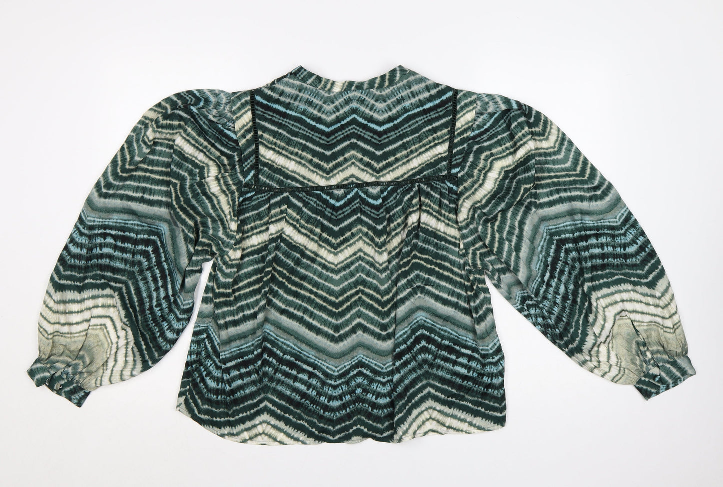 Marks and Spencer Per Una Green Geometric Long Sleeve Tunic Blouse Women’s Size 12