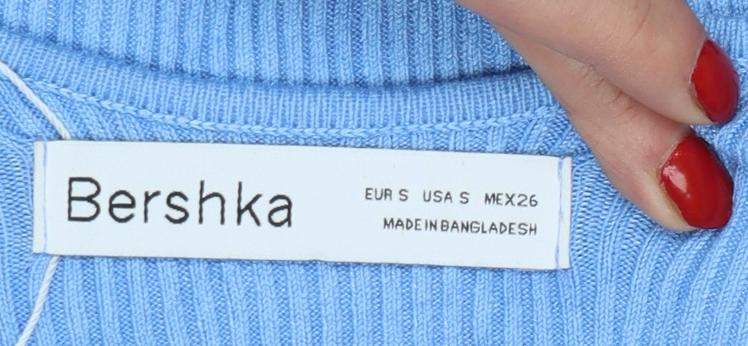 Bershka Women Blue Sleeveless Mini Slip Dress Size S