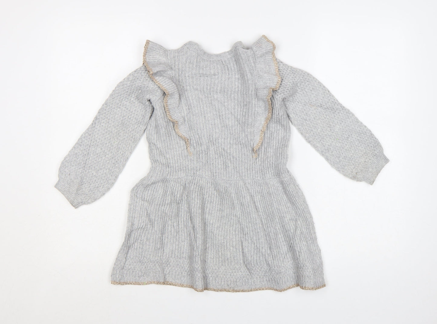 Cynthia Rowley Girls Grey Knit Ruffle A-Line Dress 2-3 Years