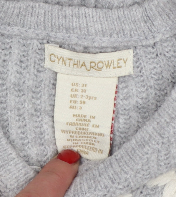 Cynthia Rowley Girls Grey Knit Ruffle A-Line Dress 2-3 Years