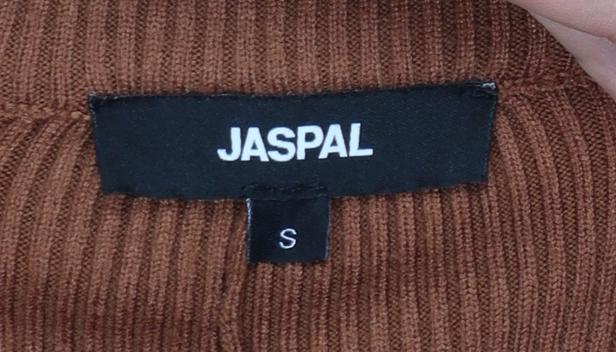 Jaspal Women Brown Ribbed Flared Trousers Size S Viscose Blend