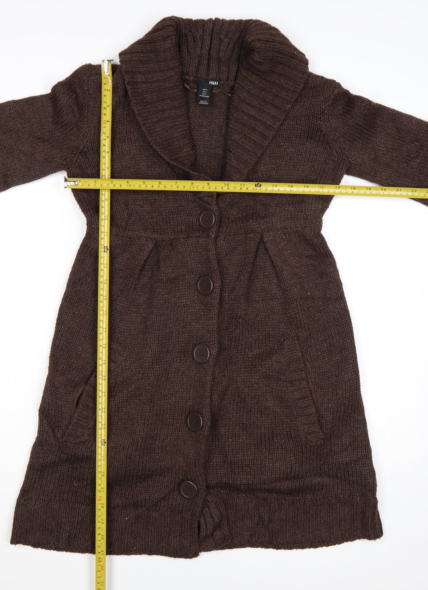 H&M Women’s Brown Long Sleeve Chunky Knit Cardigan Size S