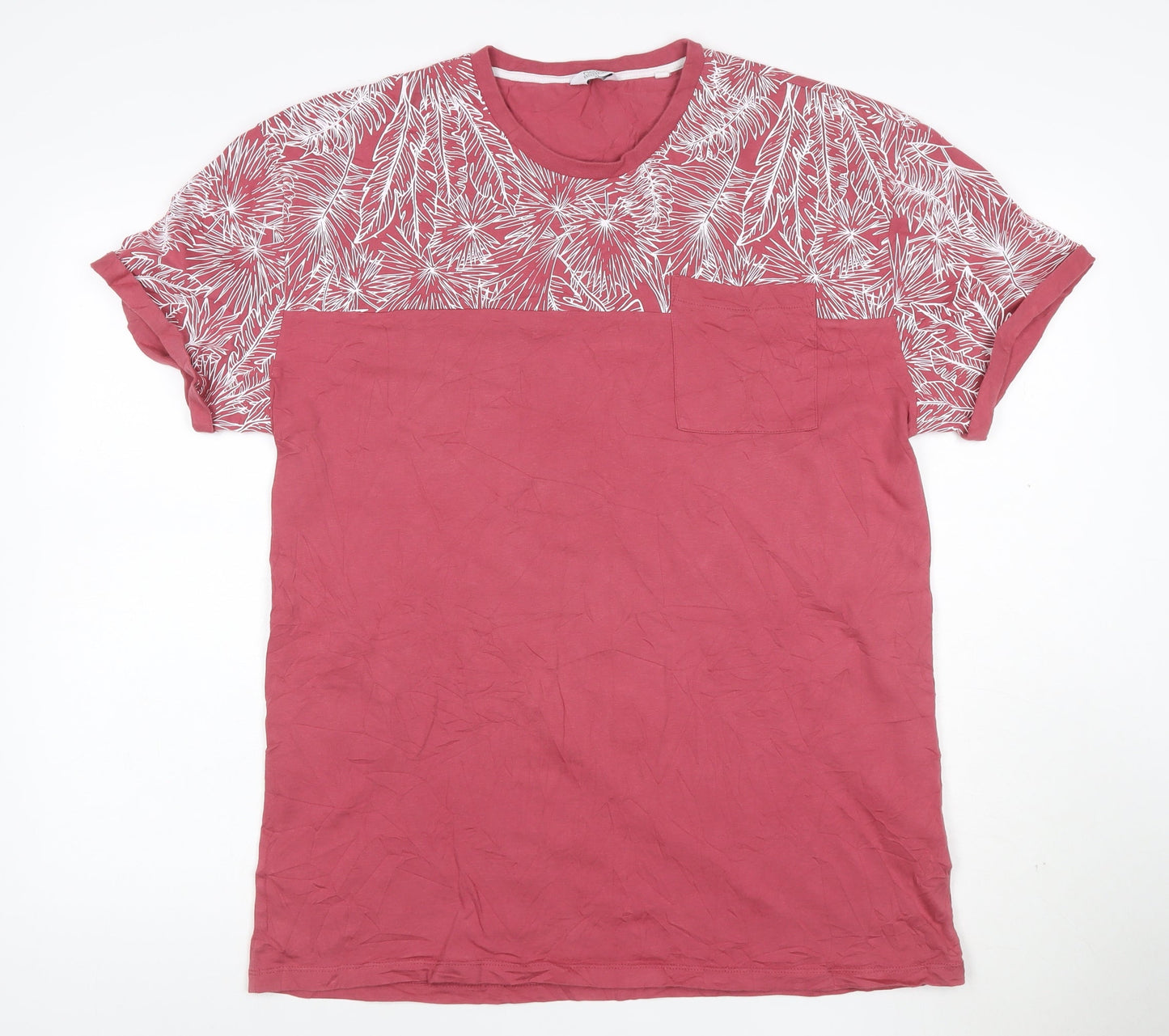 Next Men’s Red Tropical Print Cotton Crew Neck T-Shirt XL