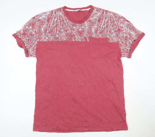 Next Men’s Red Tropical Print Cotton Crew Neck T-Shirt XL