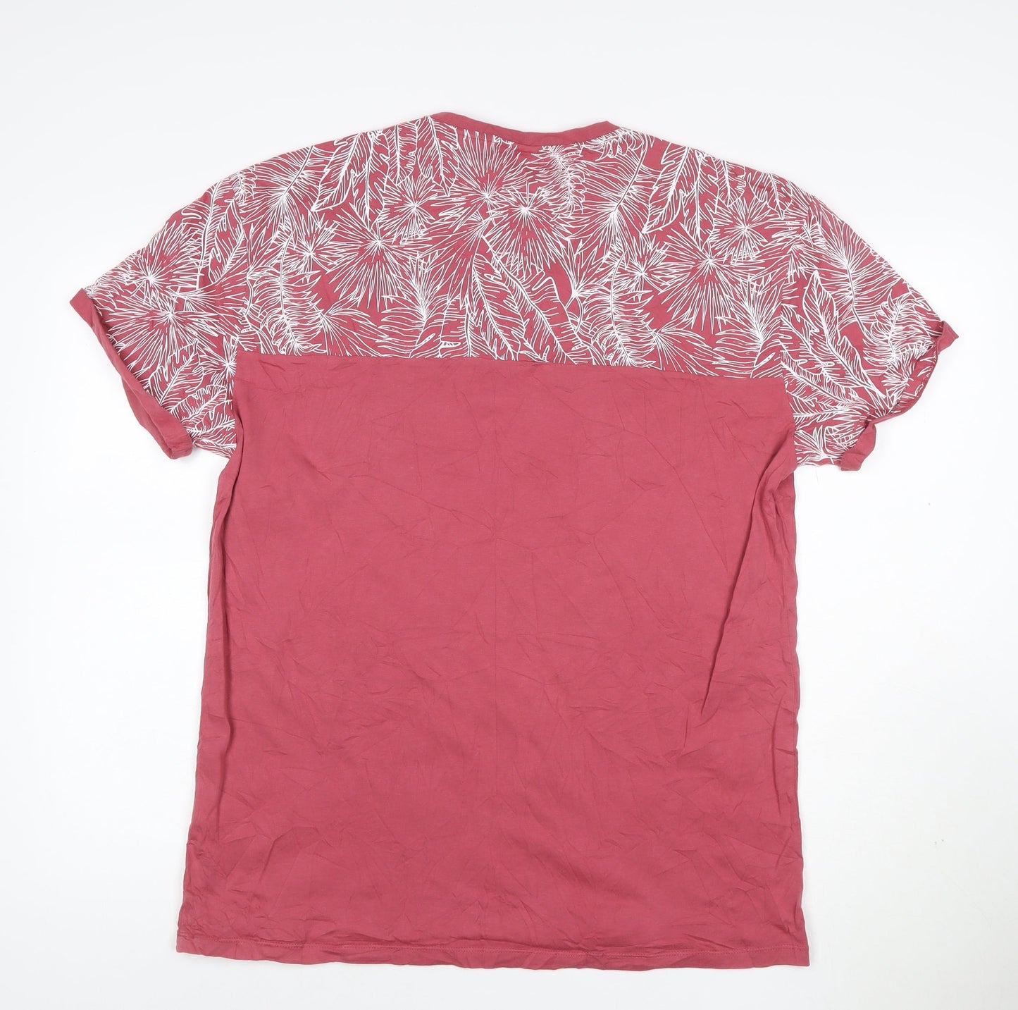 Next Men’s Red Tropical Print Cotton Crew Neck T-Shirt XL