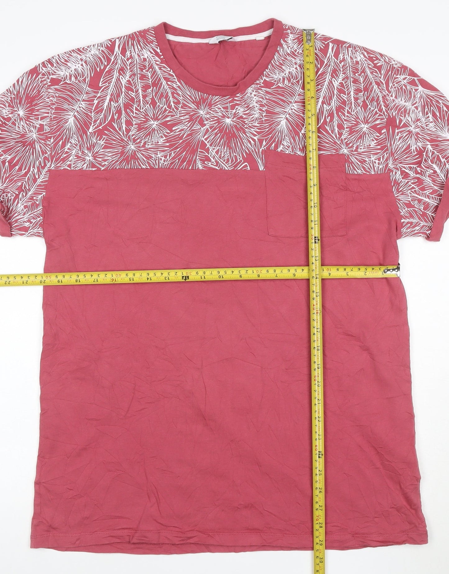 Next Men’s Red Tropical Print Cotton Crew Neck T-Shirt XL