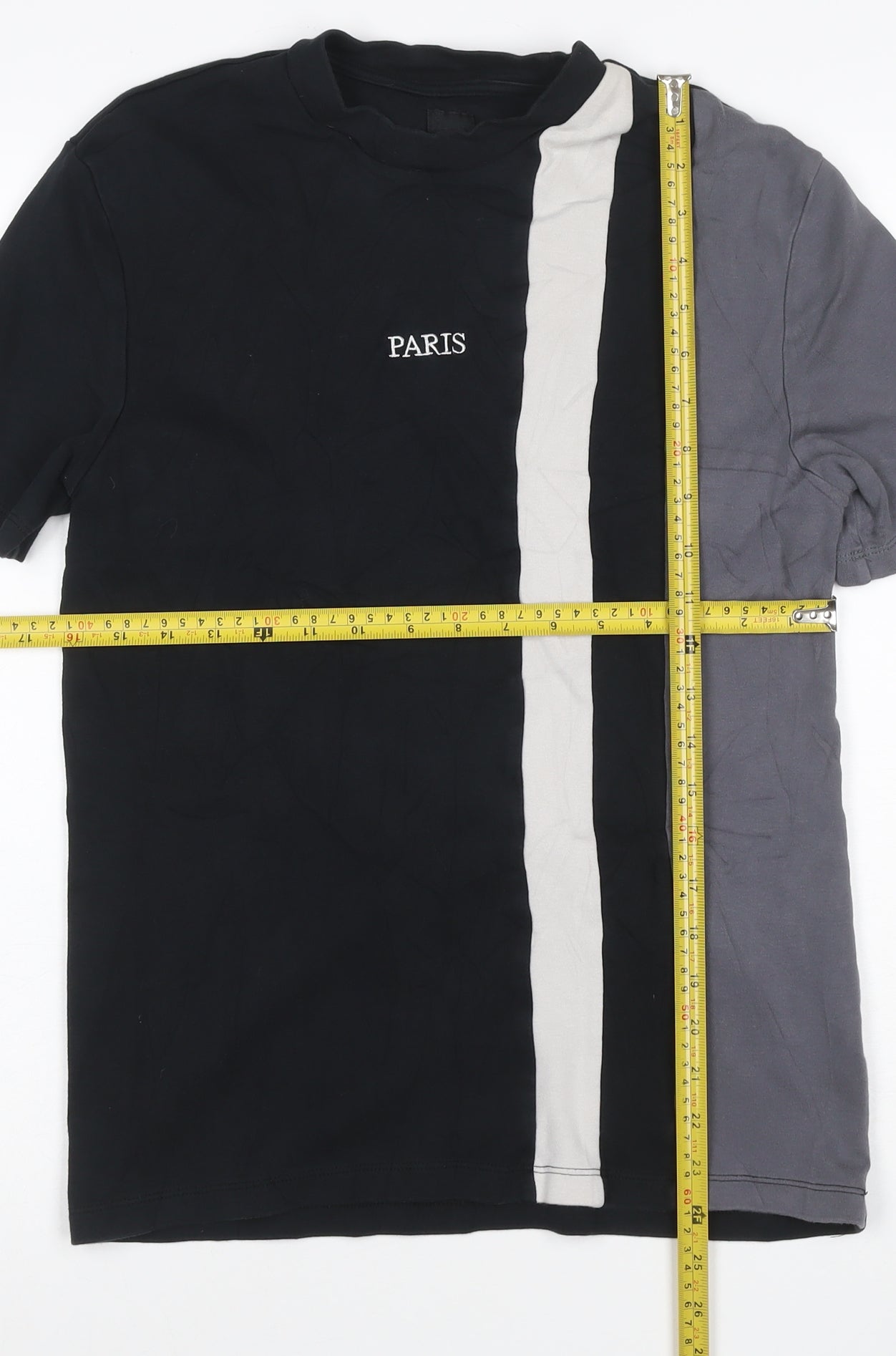 River Island Mens Black Colourblock Paris T-Shirt Size S