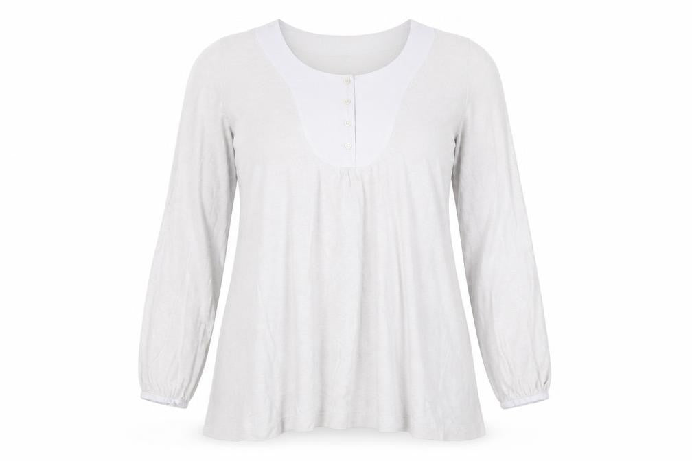 Poetry Womens Ivory Long Sleeve Button Tunic Blouse Size 10