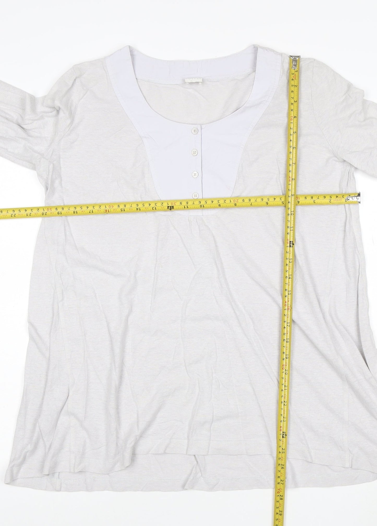 Poetry Womens Ivory Long Sleeve Button Tunic Blouse Size 10