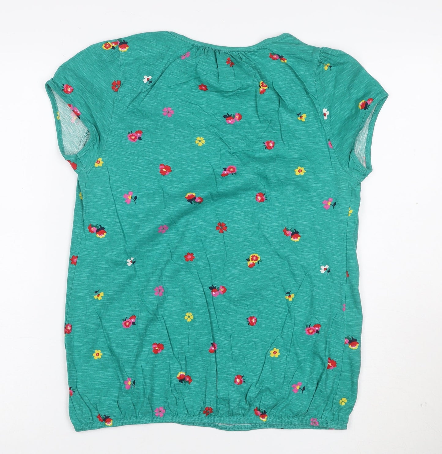 Marks and Spencer Womens Green Floral Button-Up Cotton Top UK 12