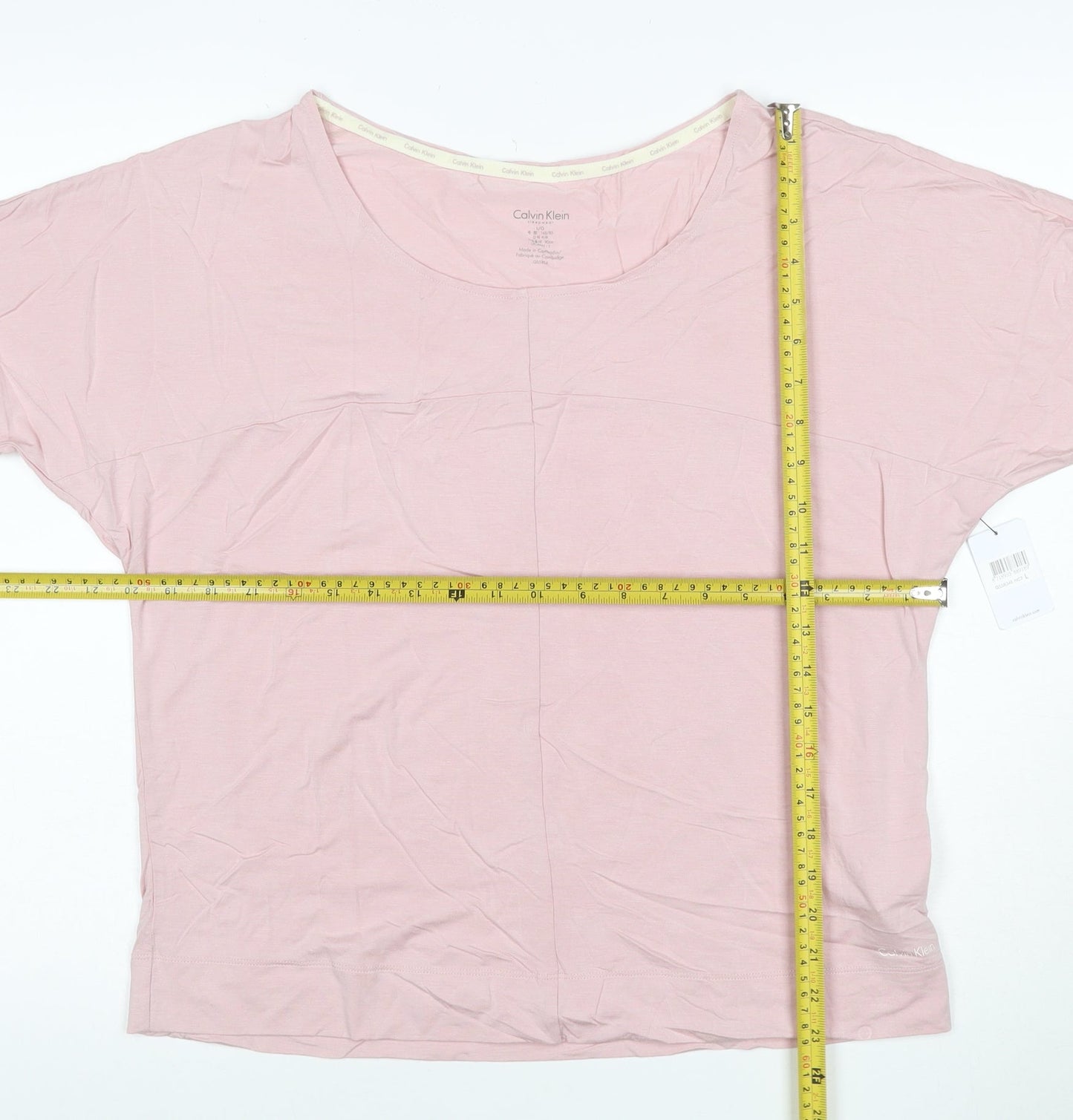 Calvin Klein Women Pink Relaxed 3/4 Sleeve Modal T-Shirt L