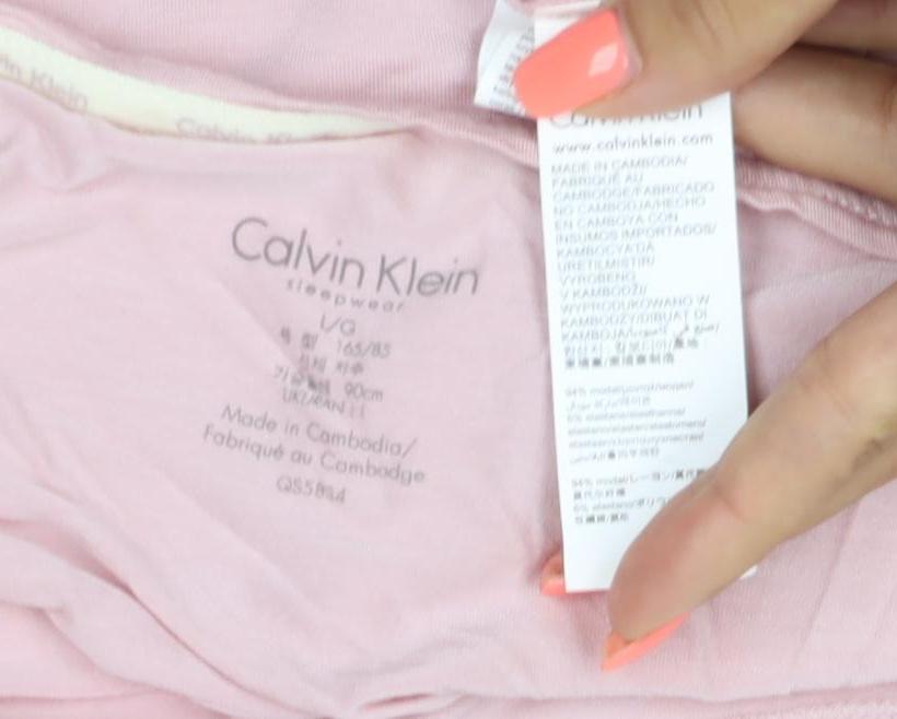 Calvin Klein Women Pink Relaxed 3/4 Sleeve Modal T-Shirt L