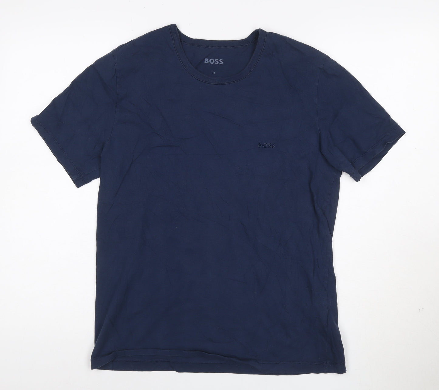 HUGO BOSS Men's Navy Blue Cotton Crew Neck Short Sleeve T-Shirt M