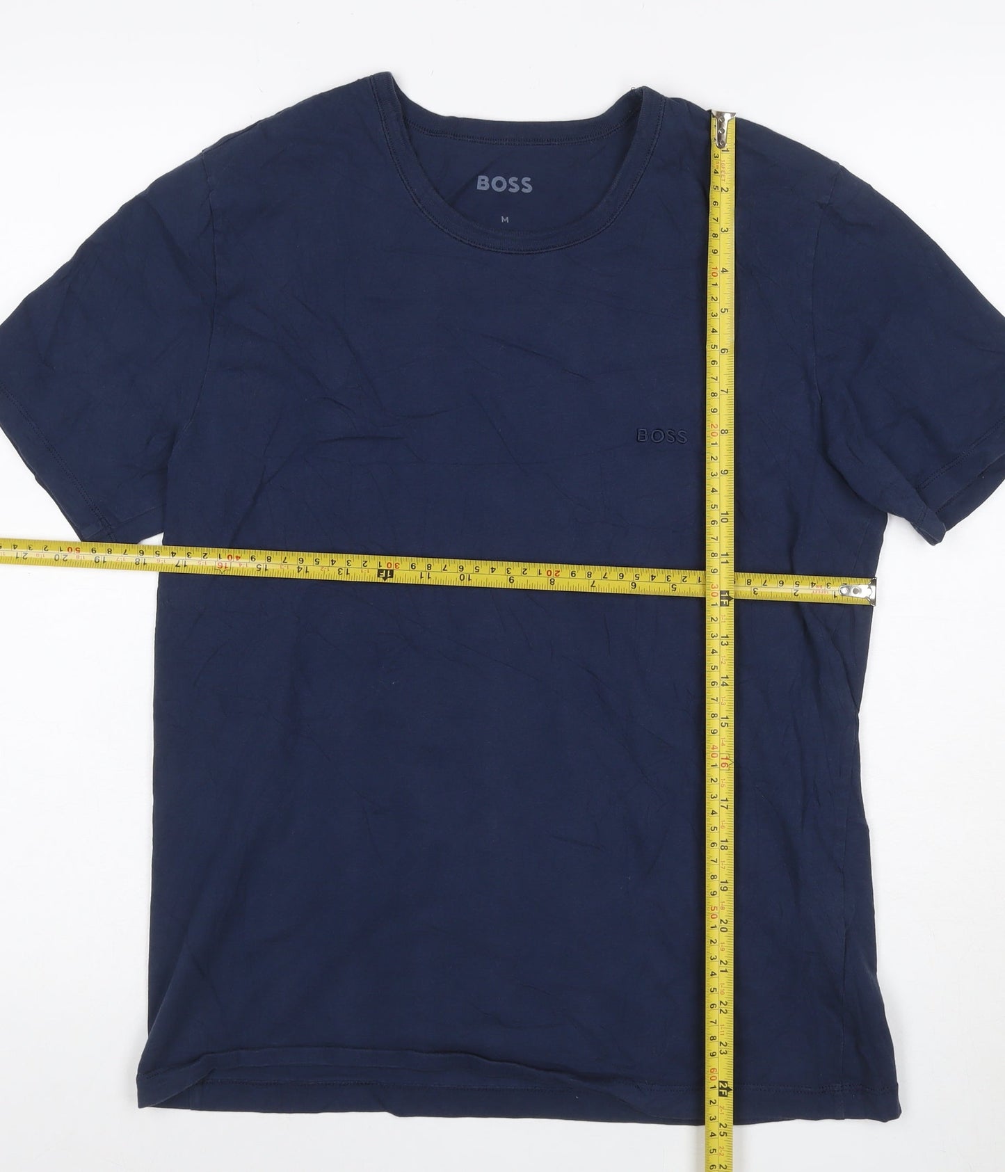 HUGO BOSS Men's Navy Blue Cotton Crew Neck Short Sleeve T-Shirt M