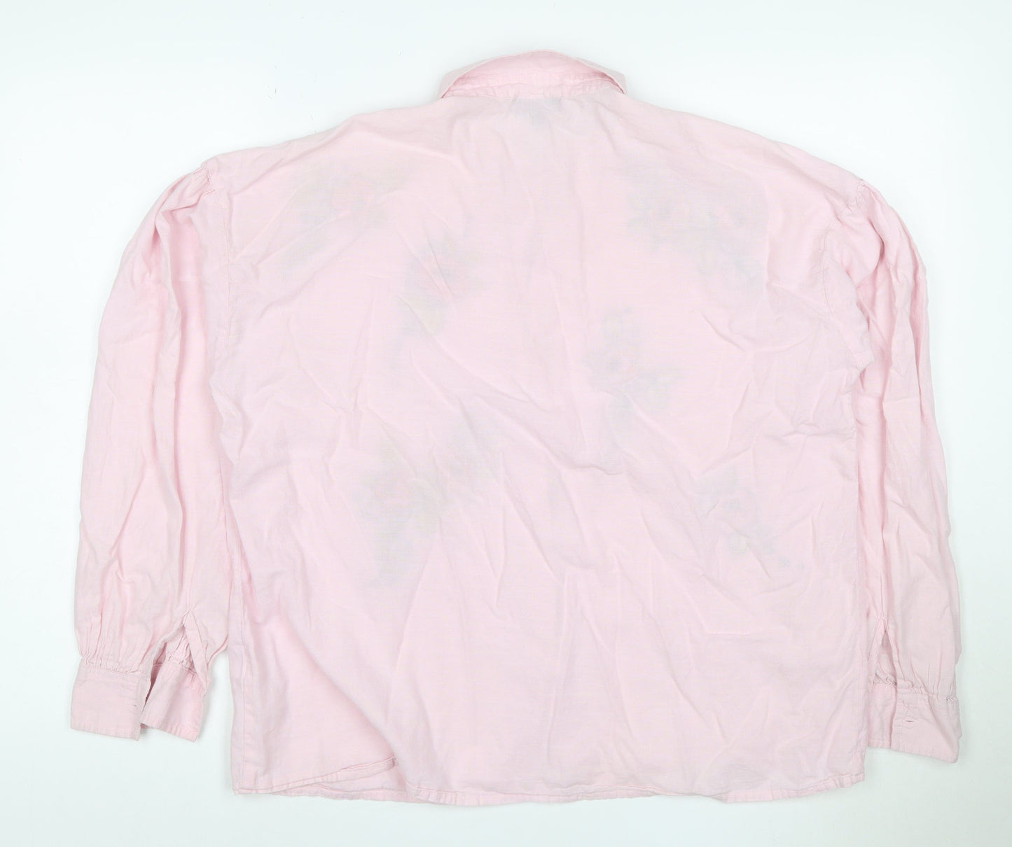 Topshop Women's Pink Floral Embroidered Cotton Button-Up Shirt UK 10