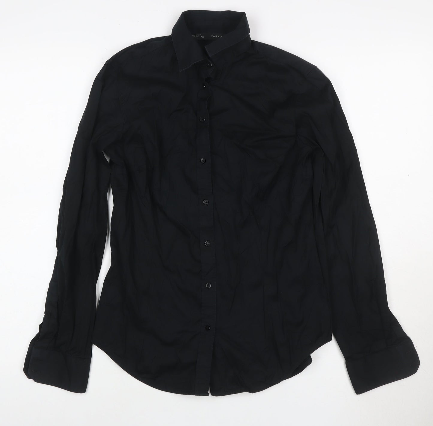 Zara Basic Women's Black Long Sleeve Button-Up Shirt M