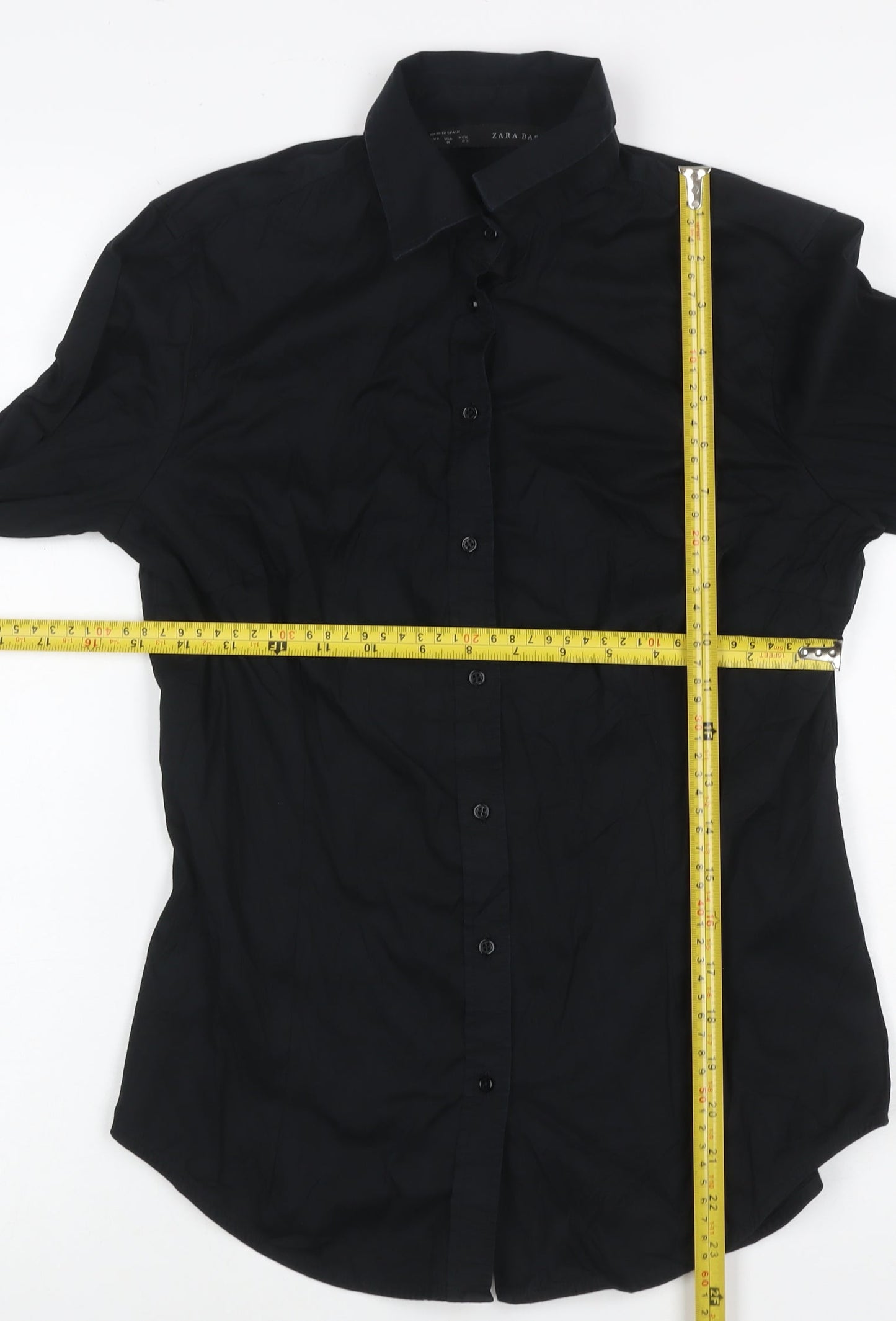 Zara Basic Women's Black Long Sleeve Button-Up Shirt M