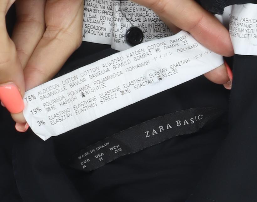 Zara Basic Women's Black Long Sleeve Button-Up Shirt M