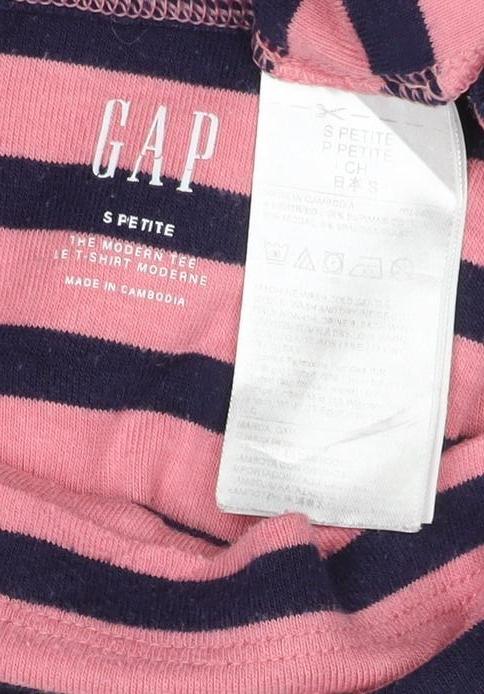 GAP Women’s Pink Striped Long Sleeve Petite Cotton T-Shirt S