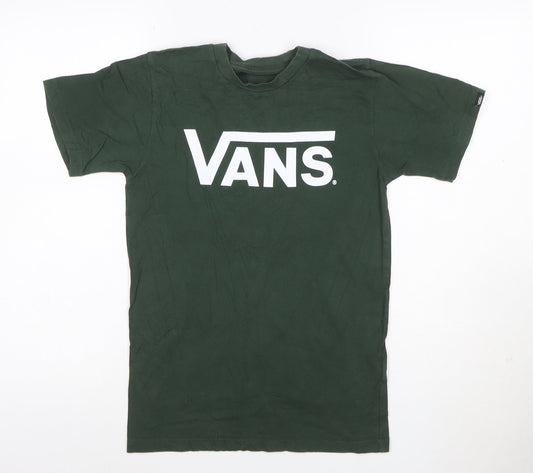 Vans Men's Green XS Graphic Logo Cotton Crew Neck T-Shirt