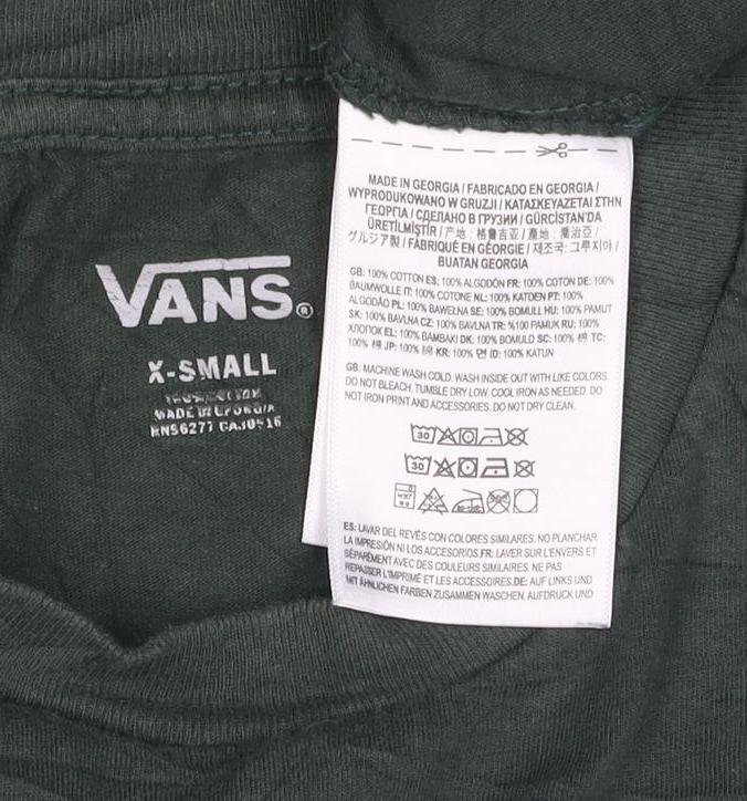 Vans Men's Green XS Graphic Logo Cotton Crew Neck T-Shirt