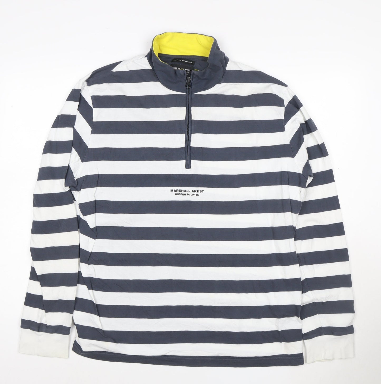 Marshall Artist Men's Blue White Striped 3XL 1/2 Zip Sweatshirt