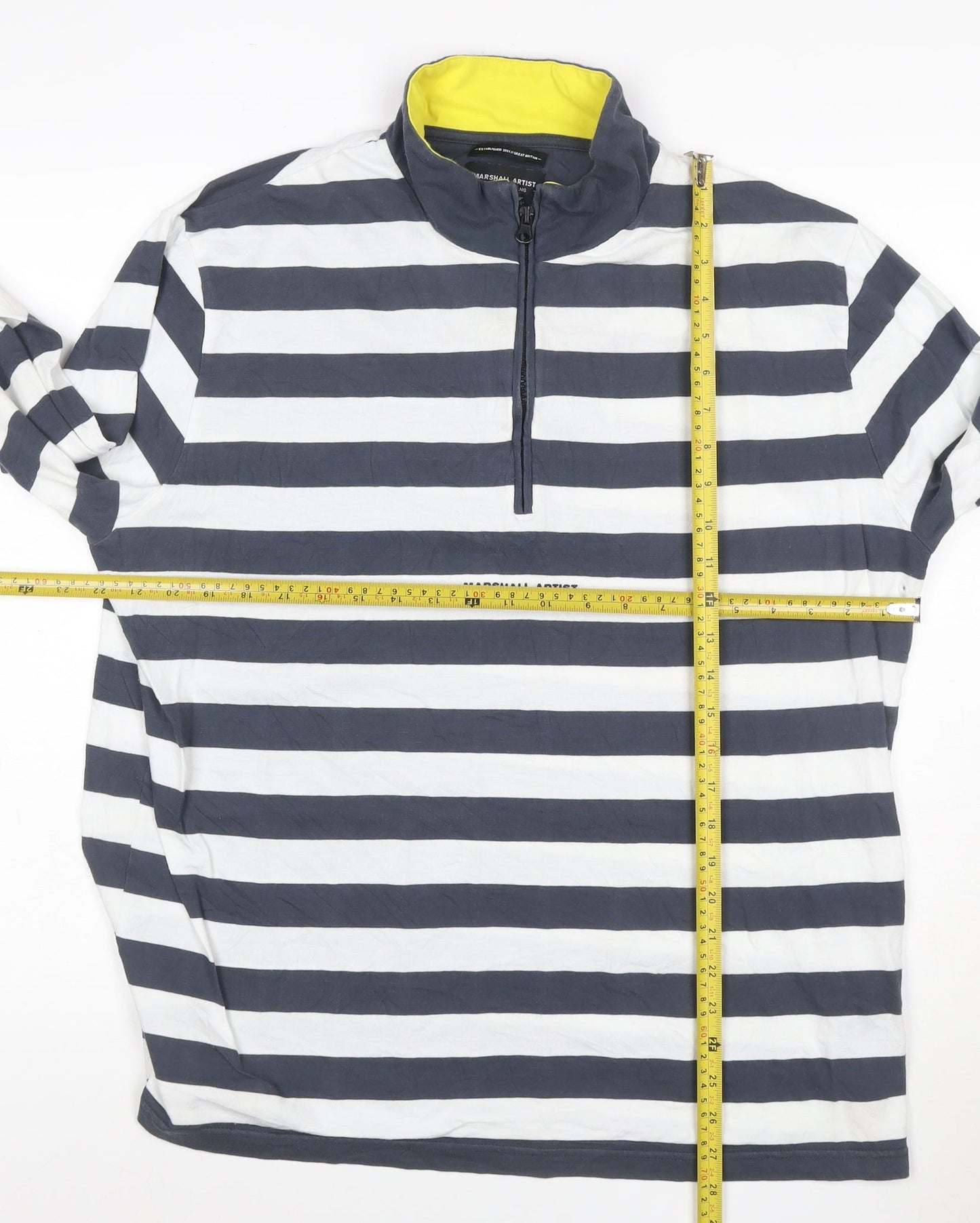 Marshall Artist Men's Blue White Striped 3XL 1/2 Zip Sweatshirt