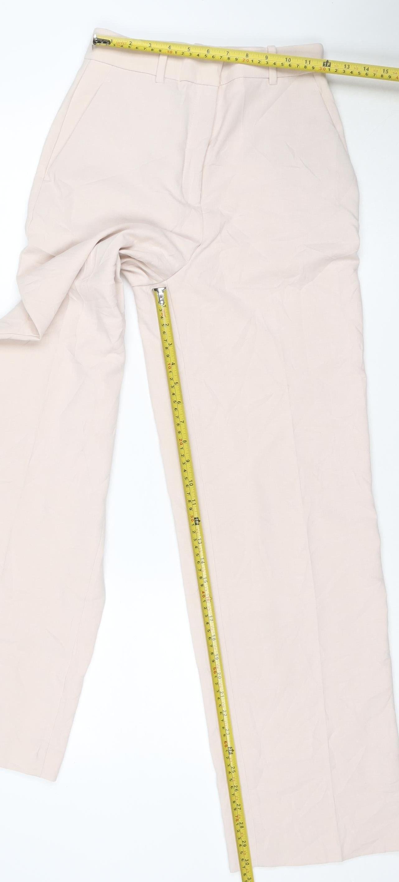 Zara Women's Beige XS Wide-Leg Trousers Polyester Viscose Blend