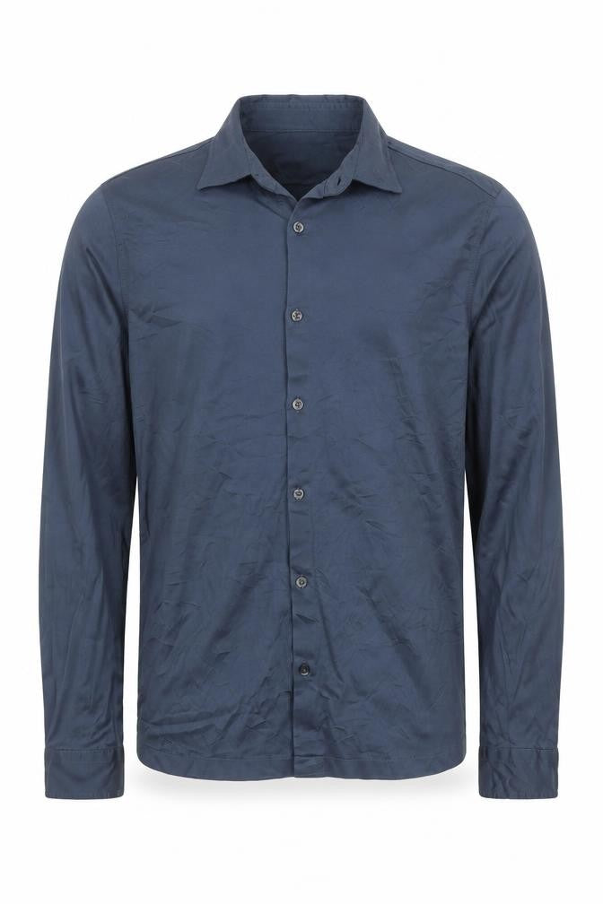 Reiss Mens Blue Slim Fit Cotton Long Sleeve Button-Up Shirt Size S