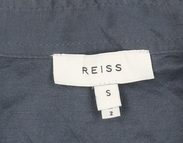 Reiss Mens Blue Slim Fit Cotton Long Sleeve Button-Up Shirt Size S