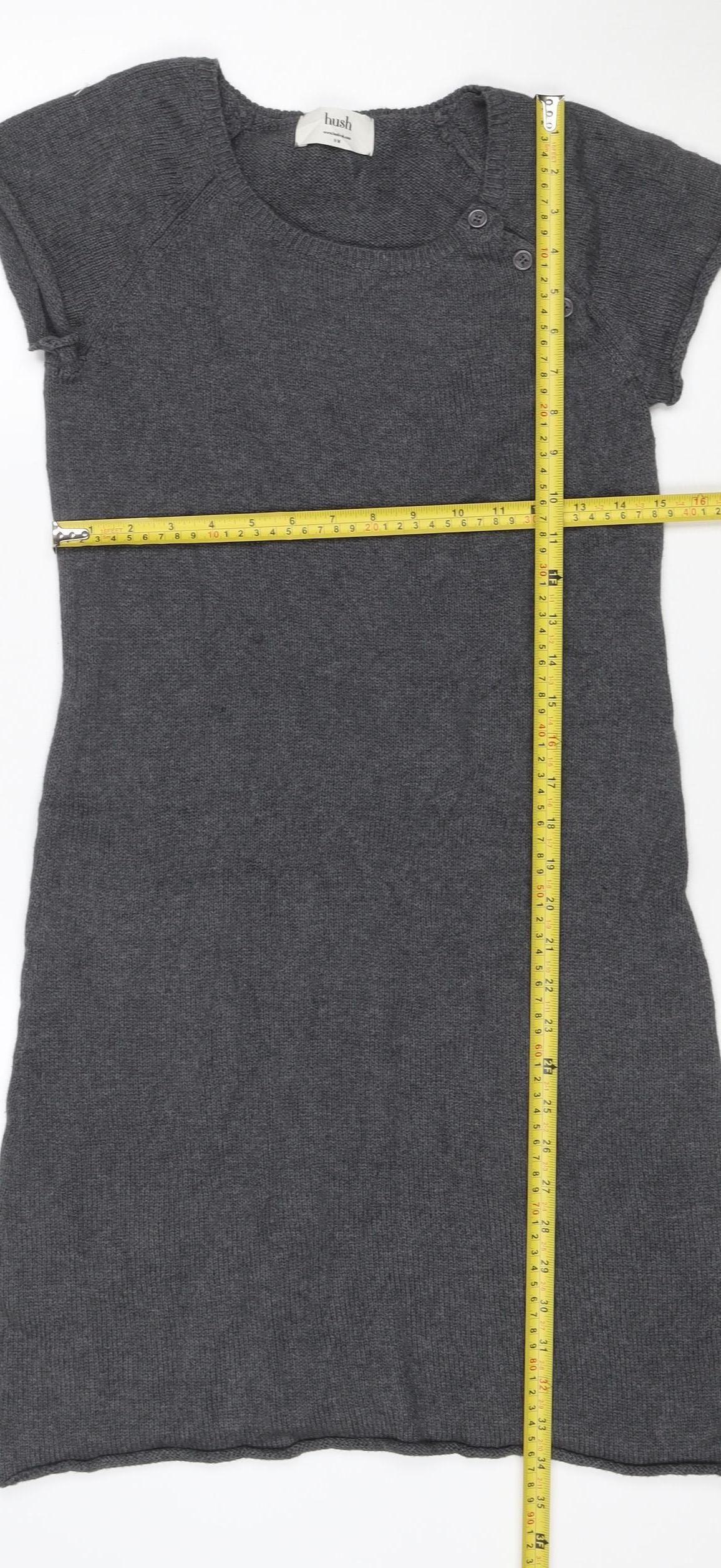Hush Women Grey S/M Short Sleeve Knit Jumper Dress
