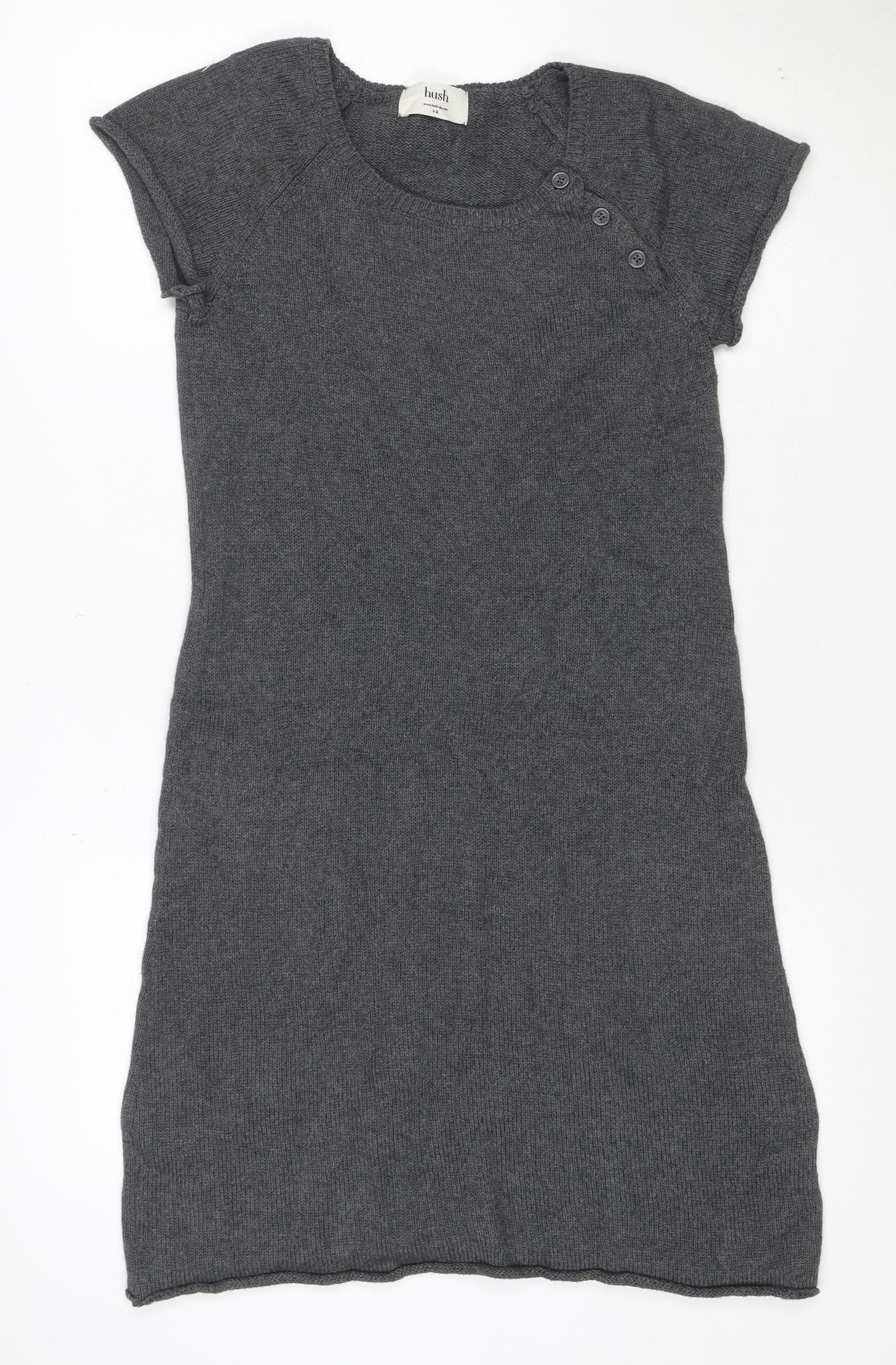 Hush Women Grey S/M Short Sleeve Knit Jumper Dress