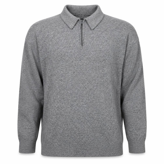 Hollister Men's Grey Collared 1/2 Zip Knit Jumper Size L