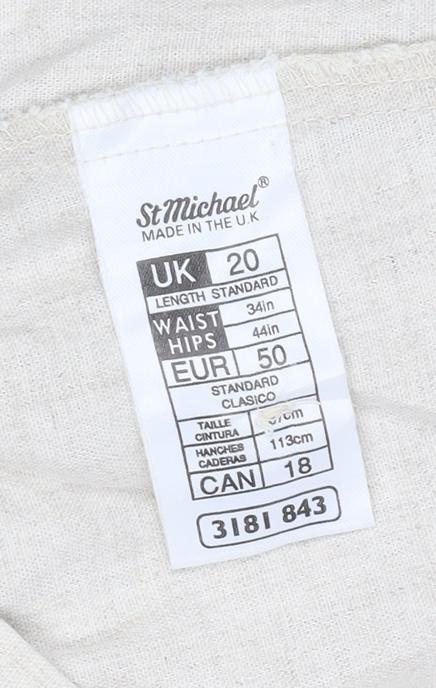 Marks and Spencer St Michael Womens Beige Linen Wide-Leg Trousers UK 20