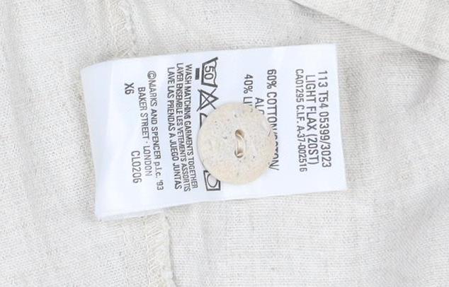 Marks and Spencer St Michael Womens Beige Linen Wide-Leg Trousers UK 20
