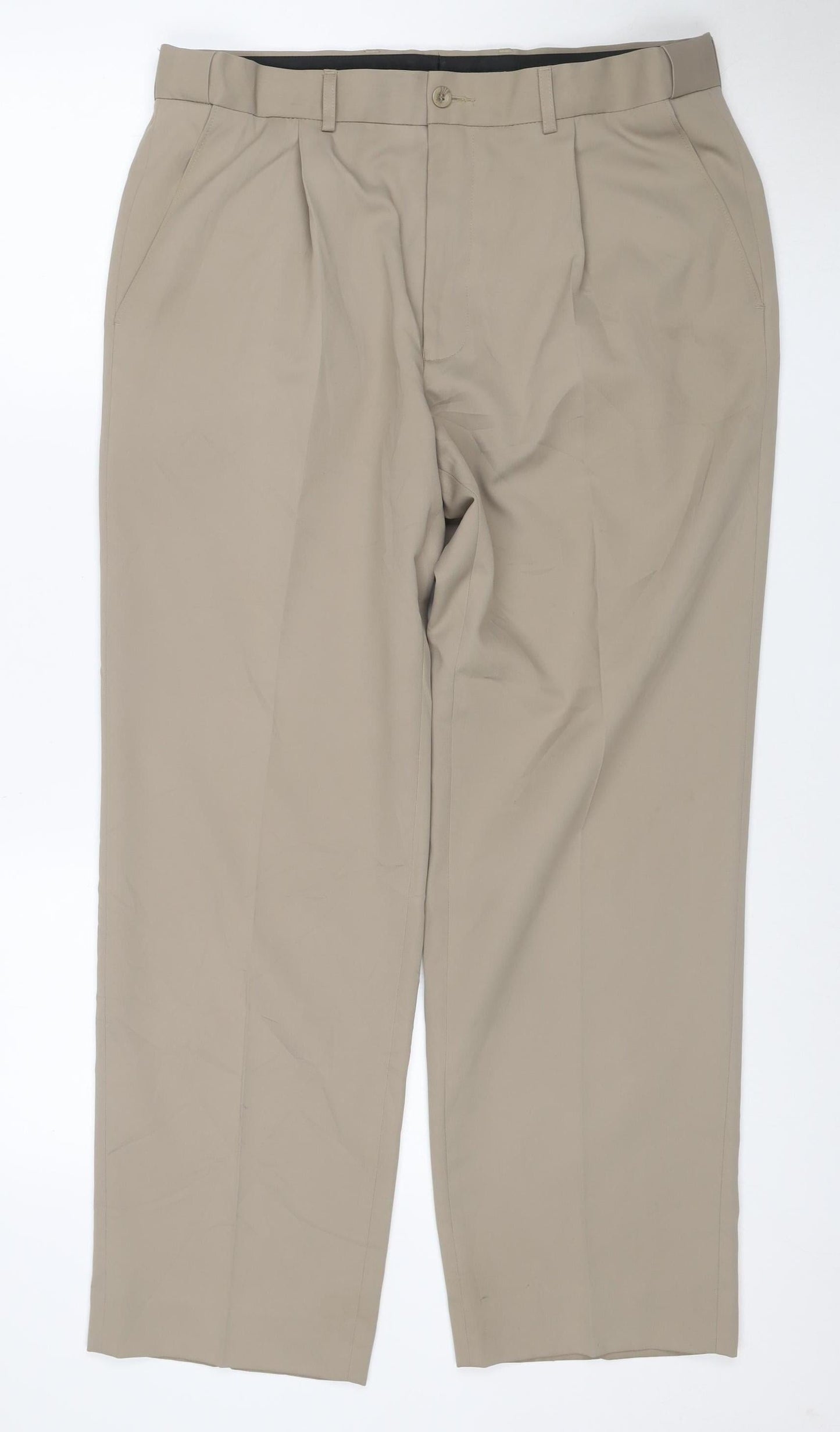 Debenhams Women Beige 24 Short Straight Leg Polyester Trousers