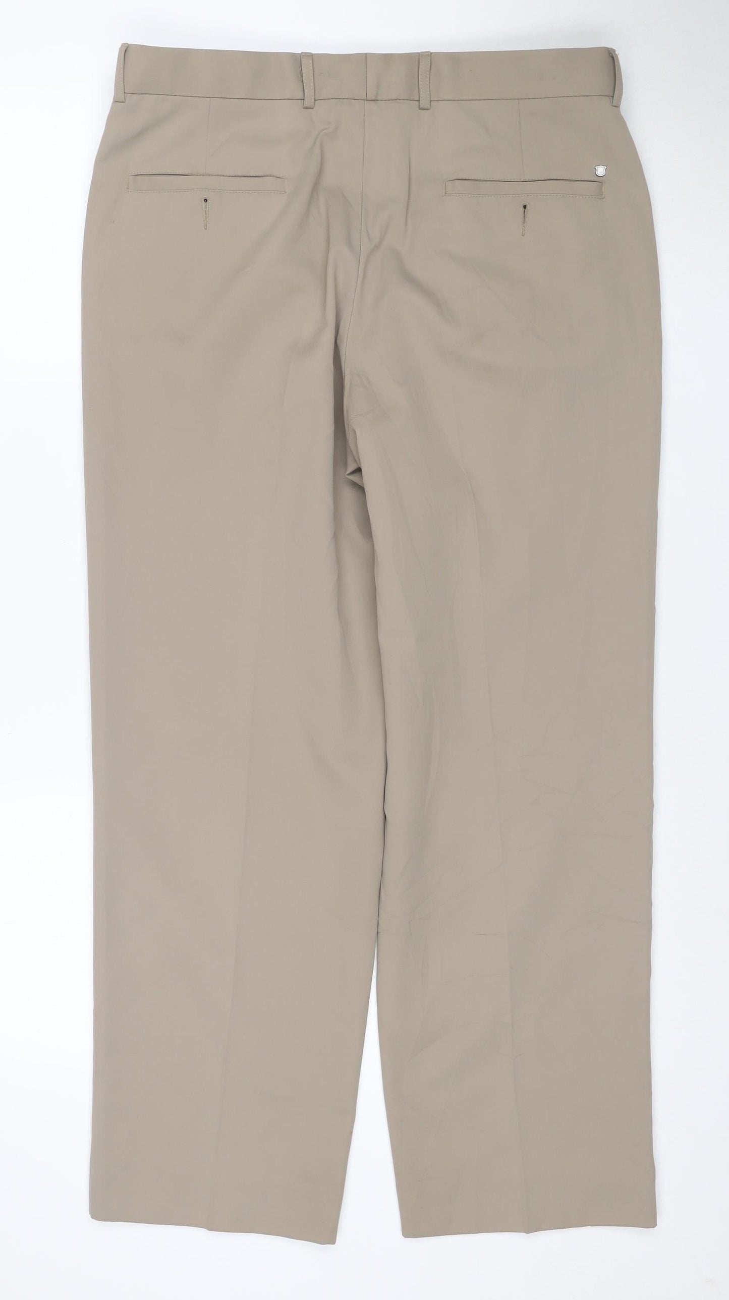 Debenhams Women Beige 24 Short Straight Leg Polyester Trousers