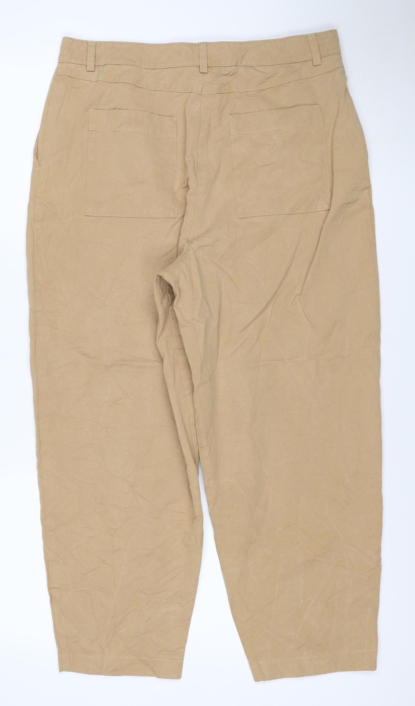 Marks and Spencer Women Beige Chino Trousers Size 14 Regular