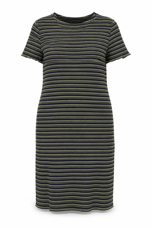 Marks and Spencer Women’s Green Striped Roll Neck Jersey T-Shirt Dress Size 20