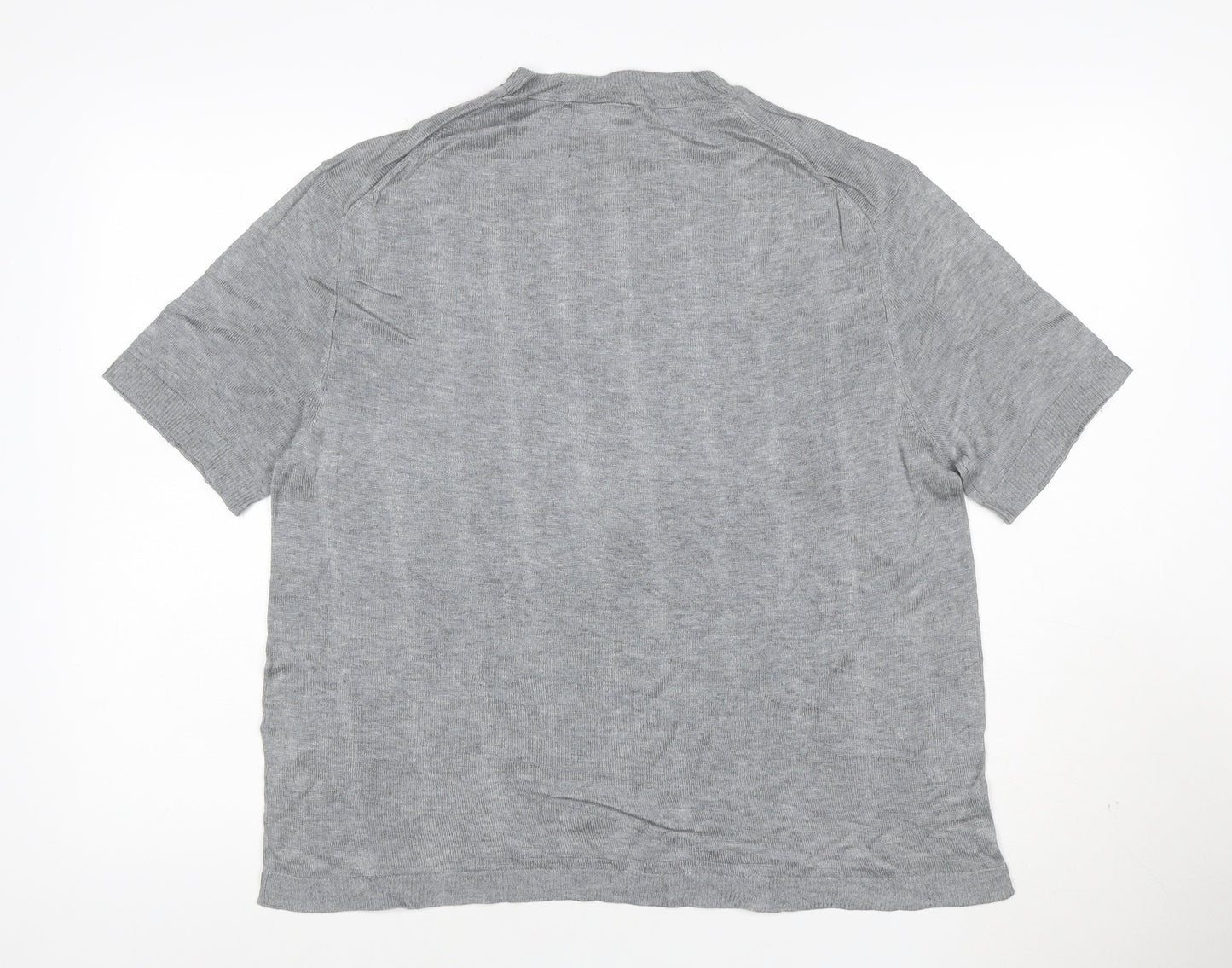 Zara Women Grey Mock Neck Short Sleeve Modal T-Shirt Size S