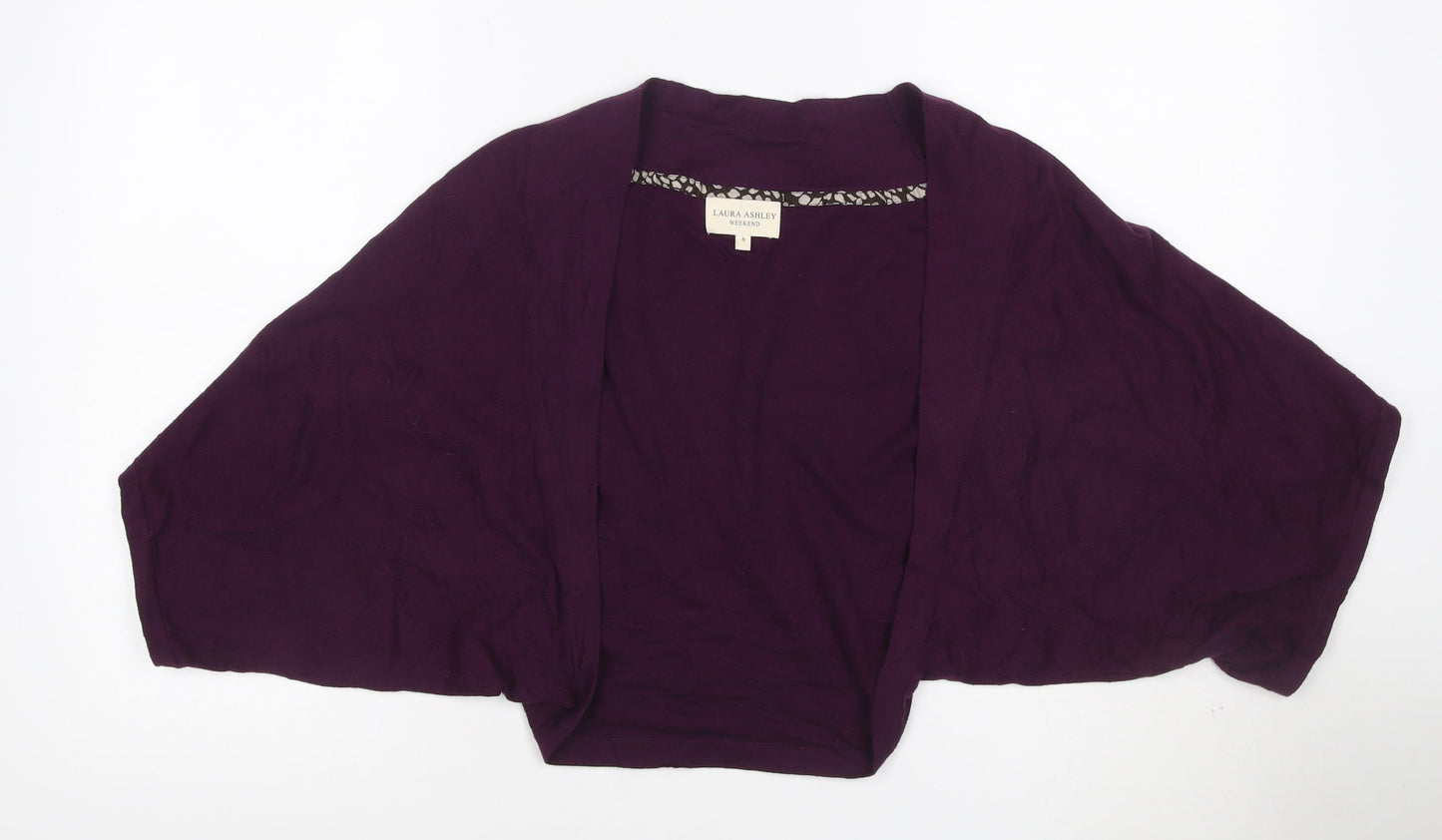 Laura Ashley Women Purple Cotton Shrug S Relaxed Fit Lightweight Knit