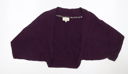Laura Ashley Women Purple Cotton Shrug S Relaxed Fit Lightweight Knit
