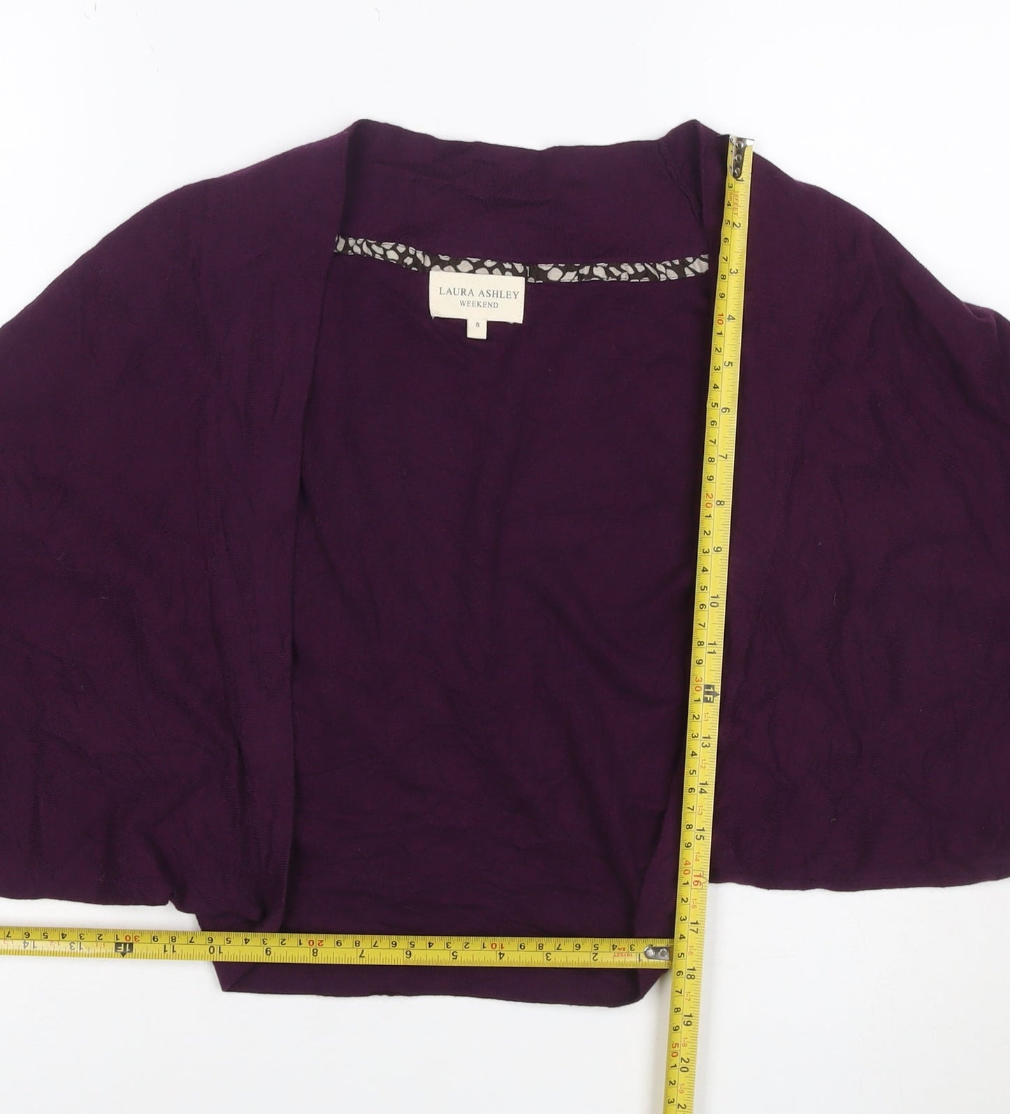 Laura Ashley Women Purple Cotton Shrug S Relaxed Fit Lightweight Knit