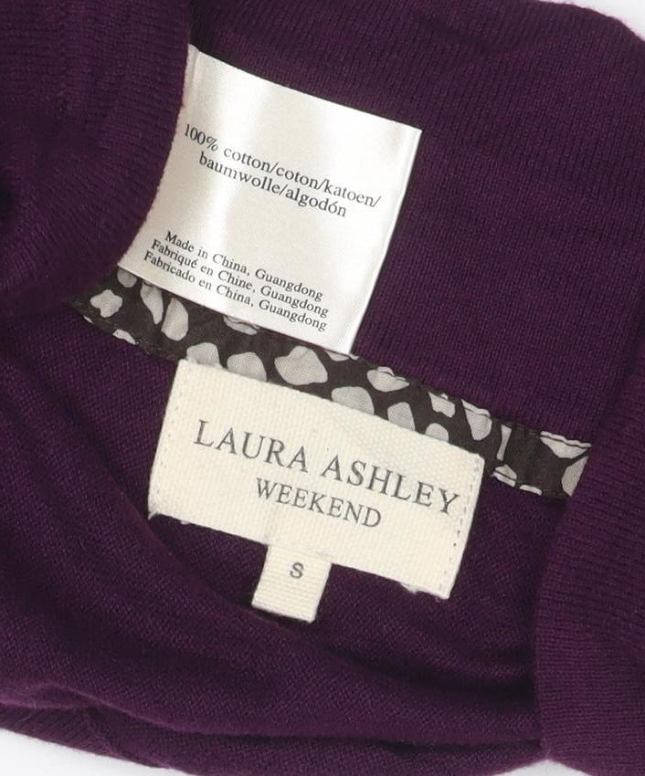 Laura Ashley Women Purple Cotton Shrug S Relaxed Fit Lightweight Knit
