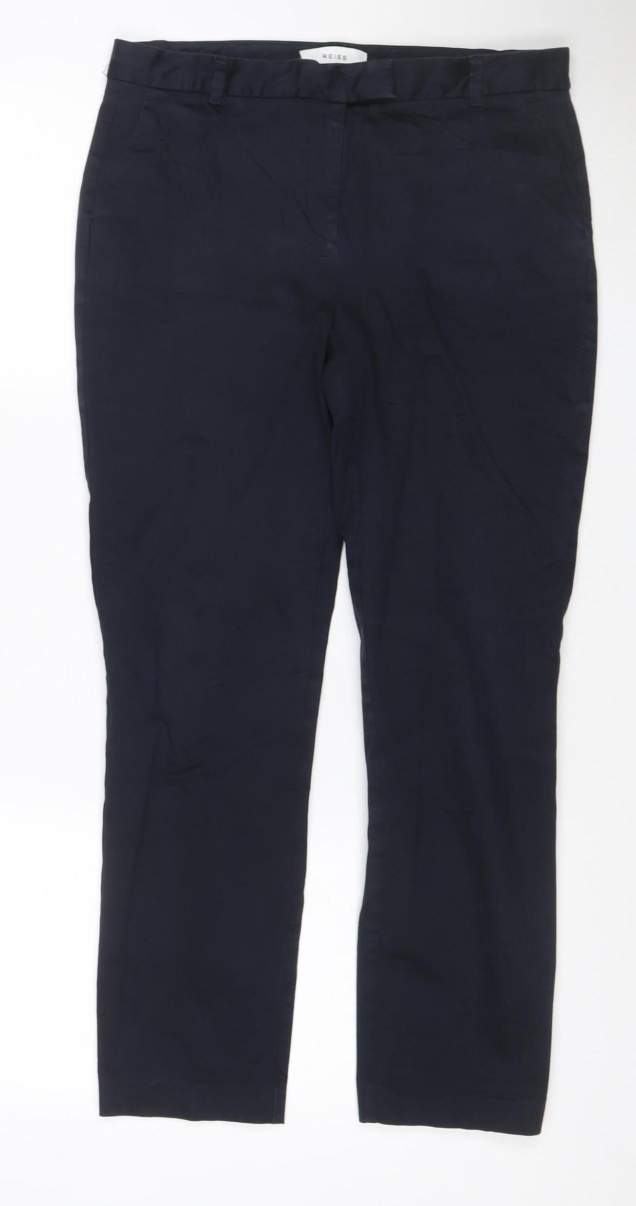 Reiss Womens Black Chino Trousers Size 12 Regular Fit Work Wear