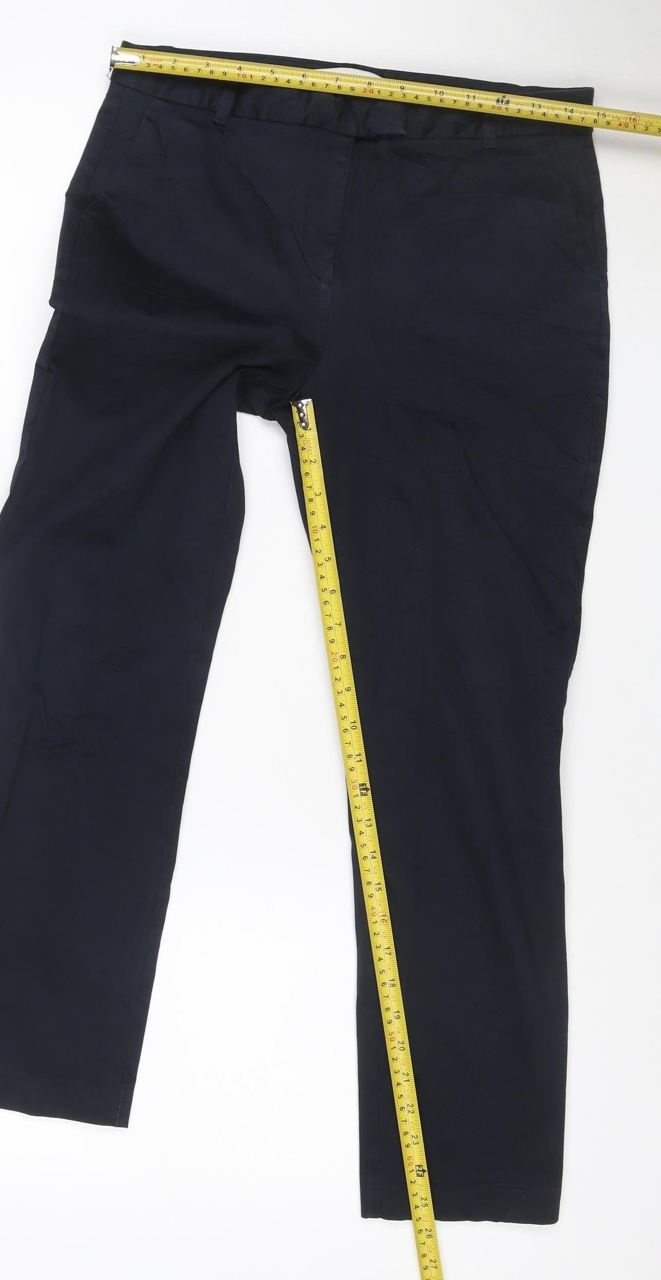 Reiss Womens Black Chino Trousers Size 12 Regular Fit Work Wear