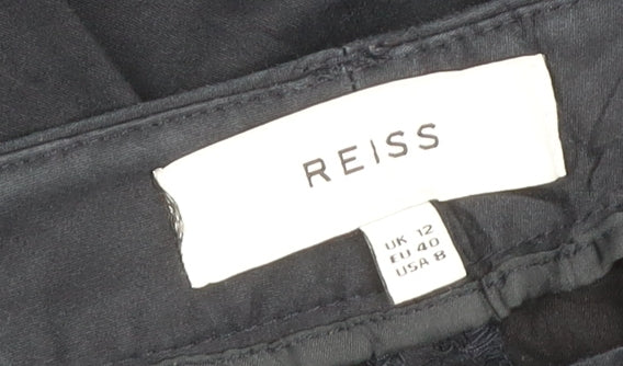 Reiss Womens Black Chino Trousers Size 12 Regular Fit Work Wear