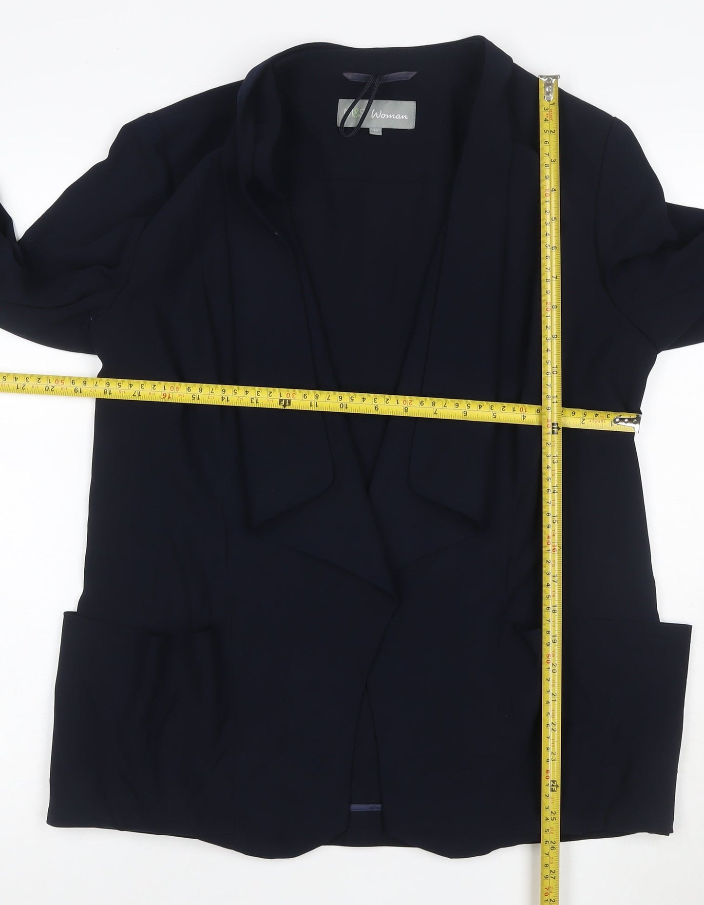 Marks and Spencer Womens Blue Size 12 Shawl Blazer Jacket